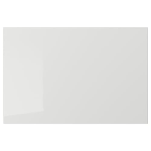 Is of a RINGHULT kitchen drawer in grey with a high-gloss, rectangular design. Its made from particleboard with durable, easy-to-clean plastic foil.