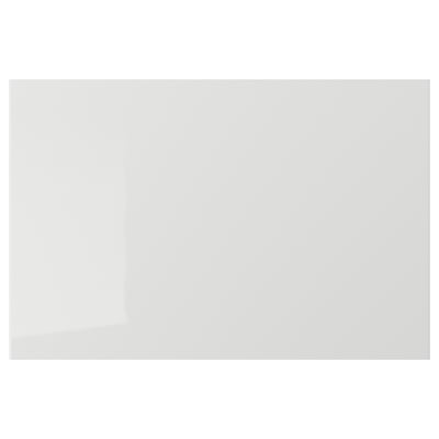 Is of a RINGHULT kitchen drawer in grey with a high-gloss, rectangular design. Its made from particleboard with durable, easy-to-clean plastic foil.