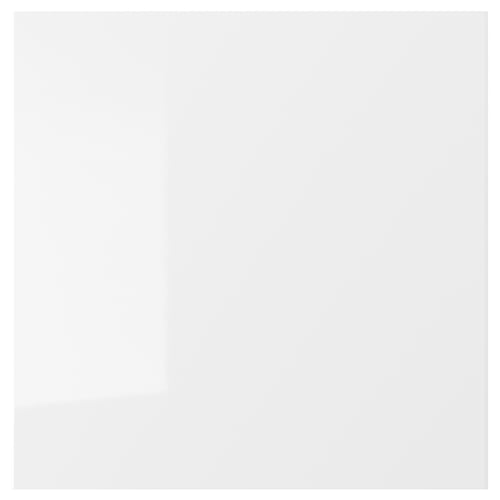 White glossy RINGHULT drawer front, sleek and modern, made from fiberboard with durable, stain-resistant melamine foil.