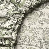 RODGERSIA Fitted sheet, green/white, 150x200 cm
