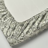 RODGERSIA Fitted sheet, green/white, 150x200 cm