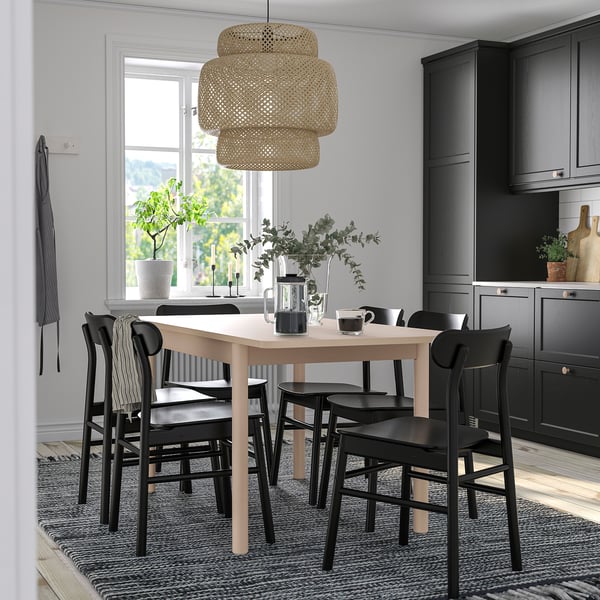 RÖNNINGE / RÖNNINGE Table and 4 chairs, birch/black, 118/173 cm