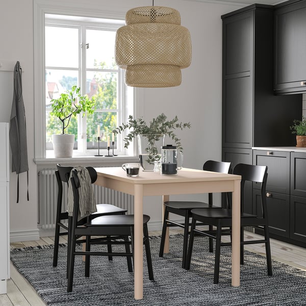 RÖNNINGE / RÖNNINGE Table and 4 chairs, birch/black, 118/173 cm
