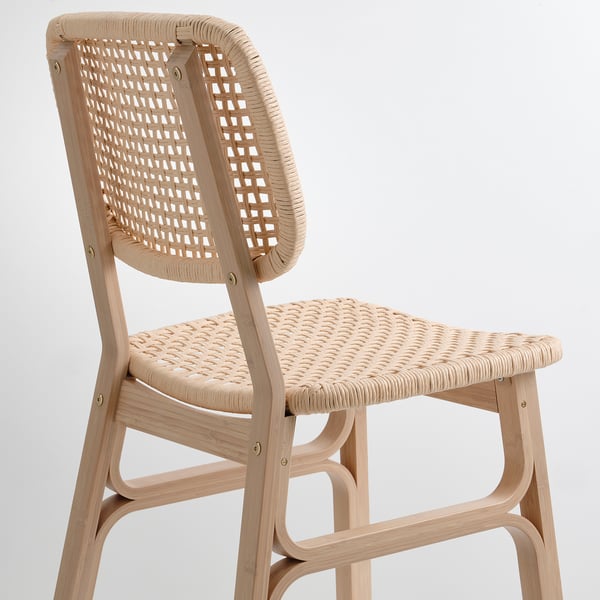 RÖNNINGE / VOXLÖV Table and 4 chairs, birch/light bamboo, 118/173 cm