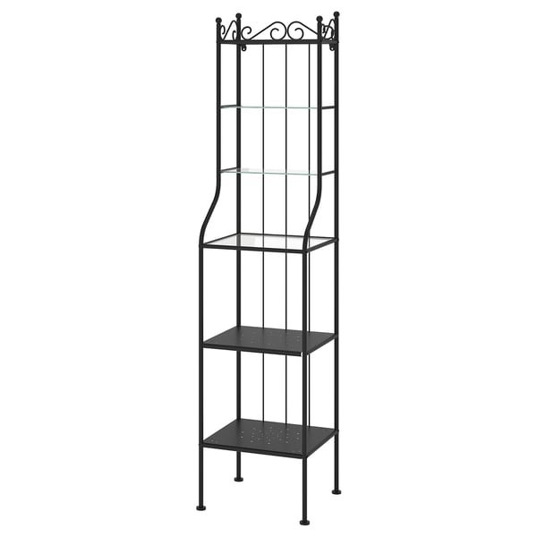 RÖNNSKÄR Shelving unit, black, 42x176 cm