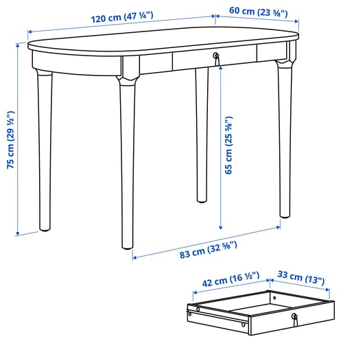 ROSENTORP Desk, white, 120x60 cm