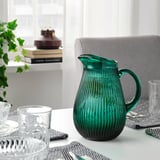 SÄLLSKAPLIG Jug, patterned/green, 2 l