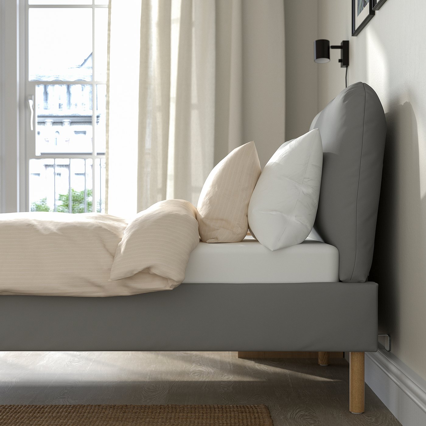 SAGESUND Upholstered bed frame - Diseröd brown/Luröy 90x200 cm — image 4