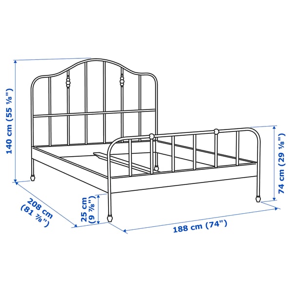 SAGSTUA Bed frame, black/Lönset, 180x200 cm