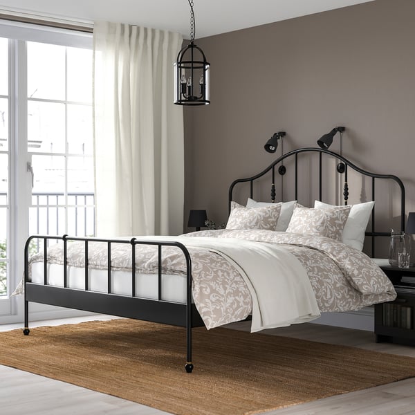SAGSTUA Bed frame, black/Luröy, 180x200 cm