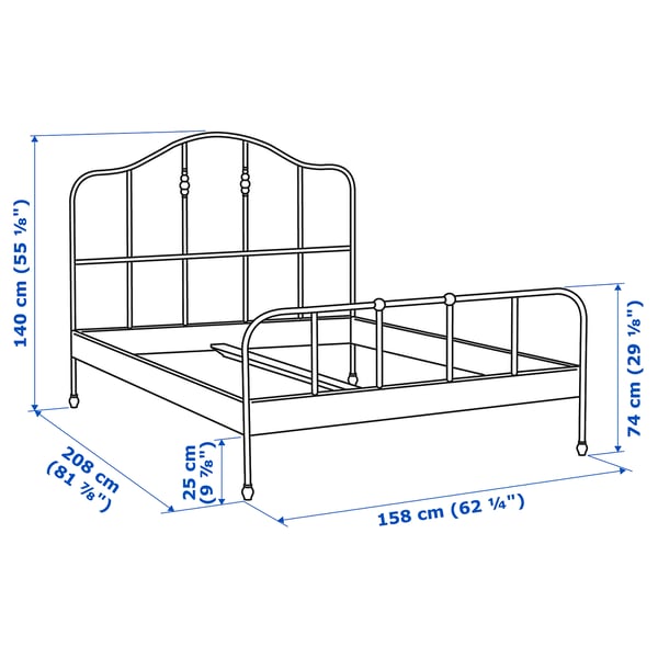 SAGSTUA Bed frame, white/Lönset, 150x200 cm
