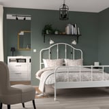 SAGSTUA Bed frame, white/Lönset, 150x200 cm