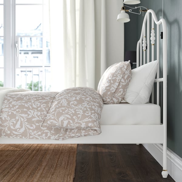SAGSTUA Bed frame, white/Lönset, 150x200 cm