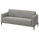 A modern grey fabric sofa named SALTMYRAN with black metal legs.