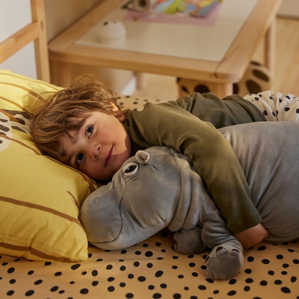 SANDLÖPARE Soft toy, hippopotamus/grey, 56 cm