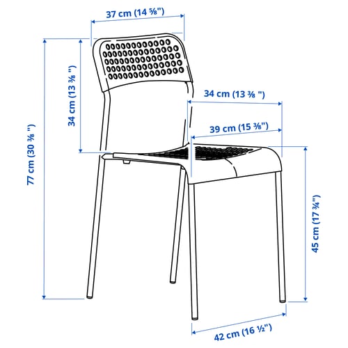 Illustration with measurements for the product: SANDSBERG.