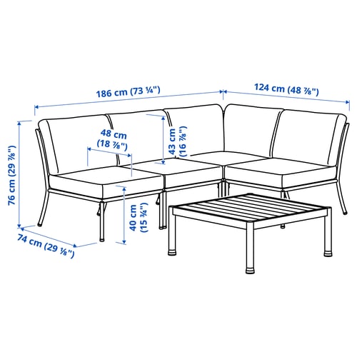 Illustration with measurements for the product: SEGERÖN.