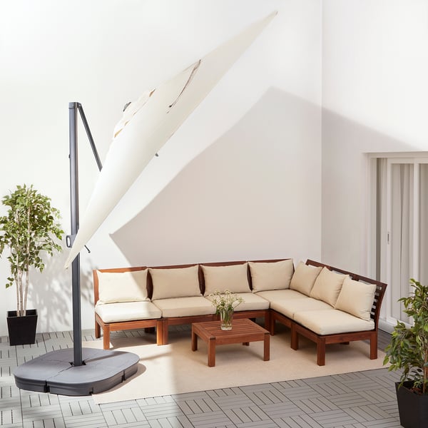 SEGLARÖ Parasol, hanging, beige/tilting, 330x240 cm IKEA