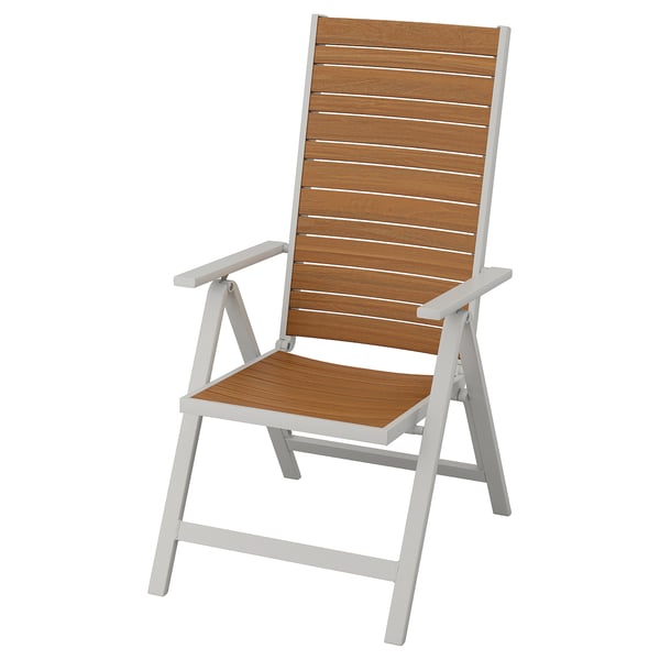 sjalland reclining chair outdoor light grey foldable light brown ikea