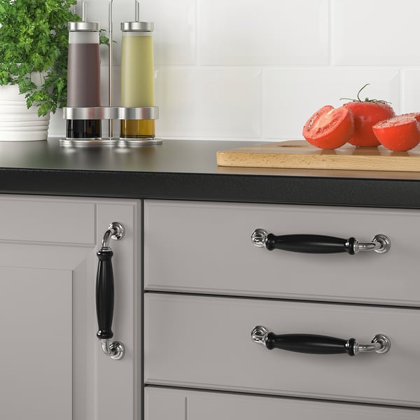 SKÄRHAMN Handle, black/chrome-plated, 148 mm