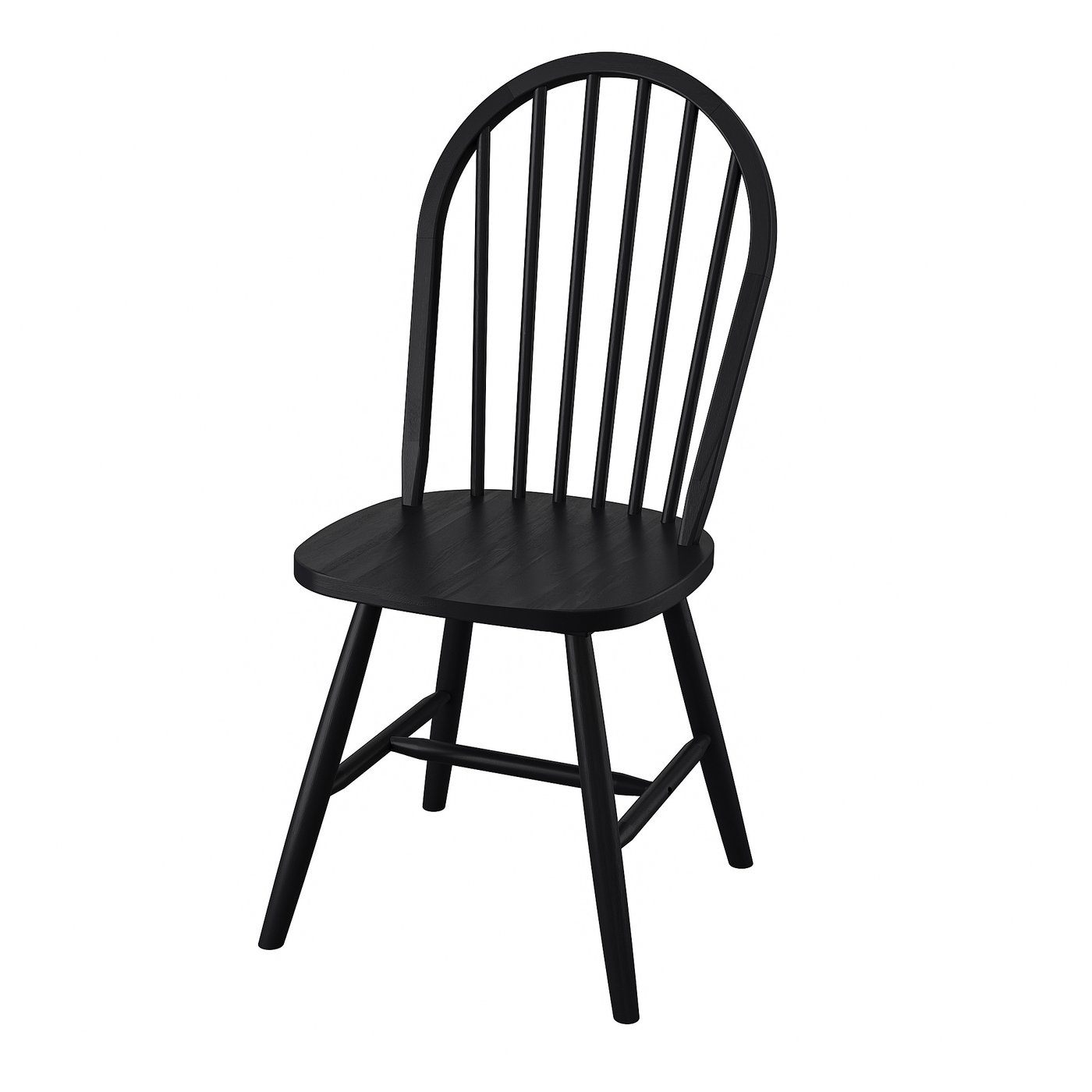 Black SKOGSTA chair, wooden with arched back, sturdy & classic.