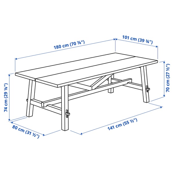 SKOGSTA Table, acacia, 180x101x74 cm