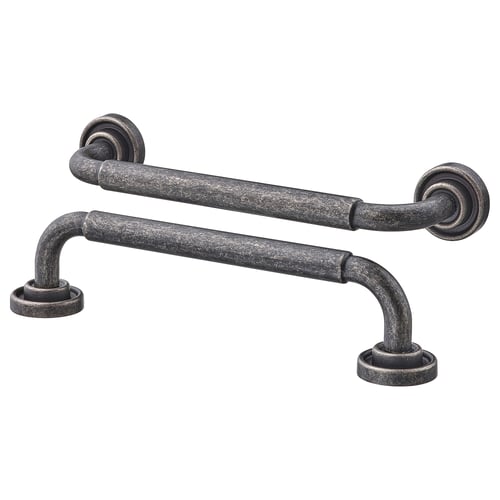 SKRUVSHULT anthracite kitchen handles, round design, zinc & copper-plated, traditional style.