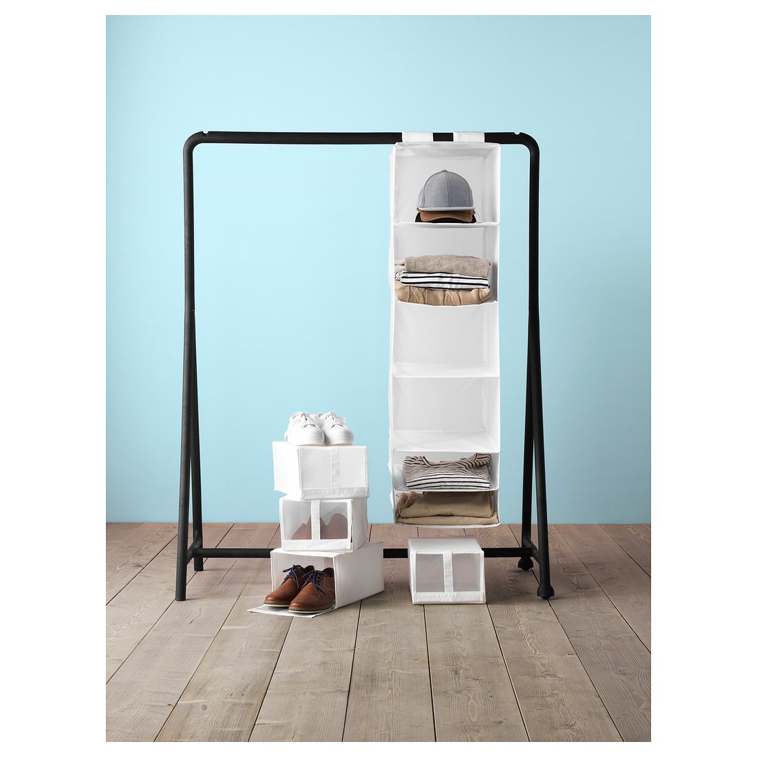 SKUBB Storage with 6 compartments, white, 35x45x125 cm - IKEA