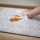 SKYDDSRUM Kitchen mat, grey, 45x120 cm