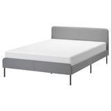 SLATTUM Upholstered bed frame, Knisa light grey, 150x200 cm