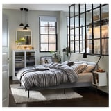 SLATTUM Upholstered bed frame, Knisa light grey, 150x200 cm