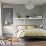 SLATTUM Upholstered bed frame, Knisa light grey, 150x200 cm