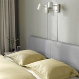 SLATTUM Upholstered bed frame, Knisa light grey, 150x200 cm