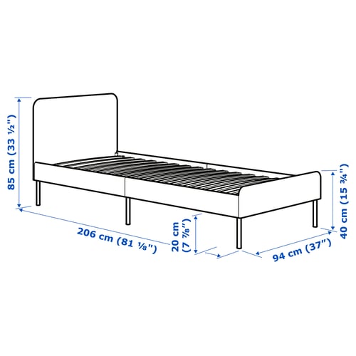 Illustration with measurements for the product: SLATTUM.