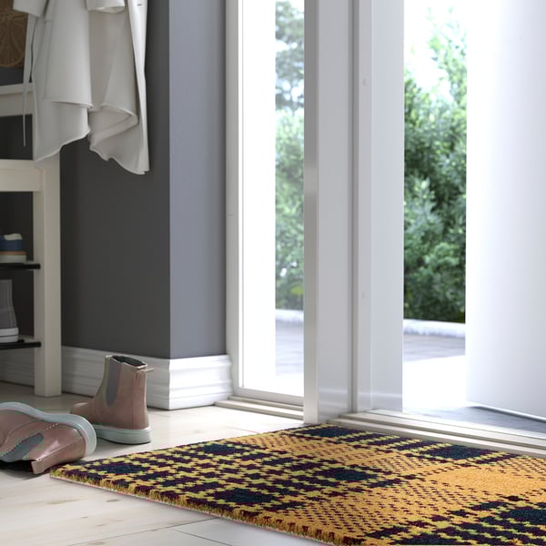 SLIPRAR Door mat, blue/dark blue, 60x90 cm