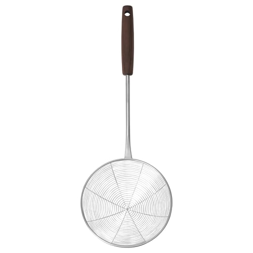 SLITSTARK skimmer, stainless steel, walnut handle, round shape, spiral design, kitchen tool.