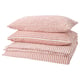 SMÅNUNNEÖRT Duvet cover and 2 pillowcases, red-brown white/striped, 200x200/50x80 cm
