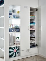 SMÅSTAD Loft bed, white pale pink/with desk with 3 drawers, 90x200 cm