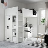 SMÅSTAD Loft bed, white pale turquoise/with desk with 4 drawers, 90x200 cm