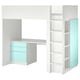 SMÅSTAD Loft bed, white pale turquoise/with desk with 4 drawers, 90x200 cm
