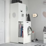 SMÅSTAD Wardrobe with pull-out unit, white birch/with clothing rod, 60x57x196 cm