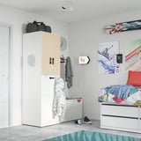 SMÅSTAD Wardrobe with pull-out unit, white birch/with clothing rod, 60x57x196 cm
