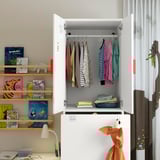 SMÅSTAD Wardrobe with pull-out unit, white birch/with clothing rod, 60x57x196 cm