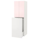 SMÅSTAD Wardrobe with pull-out unit, white pale pink/with clothing rod, 60x57x196 cm