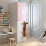 SMÅSTAD Wardrobe with pull-out unit, white pale pink/with clothing rod, 60x57x196 cm