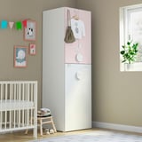 SMÅSTAD Wardrobe with pull-out unit, white pale pink/with clothing rod, 60x57x196 cm