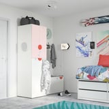 SMÅSTAD Wardrobe with pull-out unit, white pale pink/with clothing rod, 60x57x196 cm