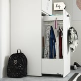 SMÅSTAD Wardrobe with pull-out unit, white pale pink/with clothing rod, 60x57x196 cm