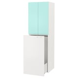 SMÅSTAD Wardrobe with pull-out unit, white pale turquoise/with clothing rod, 60x57x196 cm