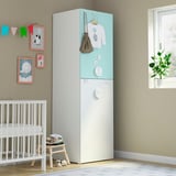 SMÅSTAD Wardrobe with pull-out unit, white pale turquoise/with clothing rod, 60x57x196 cm